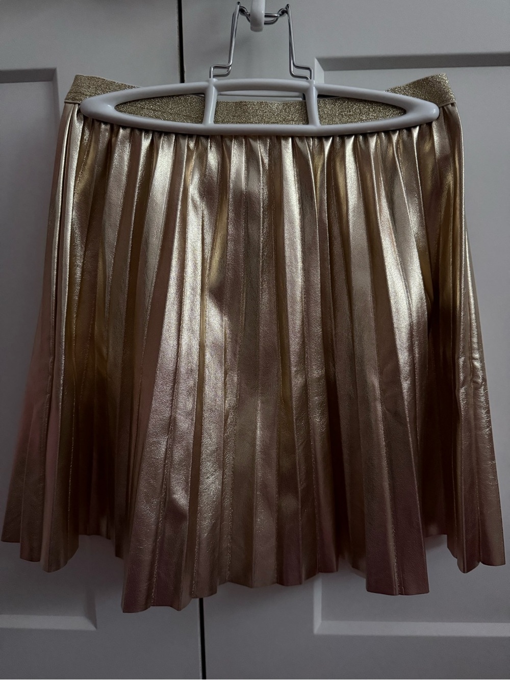 Crewcuts Metallic Gold Pleated Faux-Leather Skirt